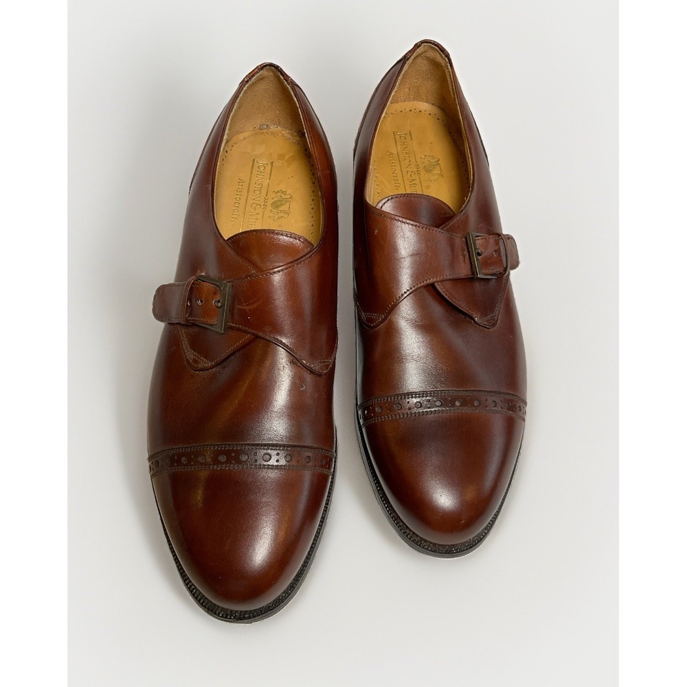 Men's Johnston And Murphy Brown Leather Aristocraft Monk Strap Dress Shoes Sz 8